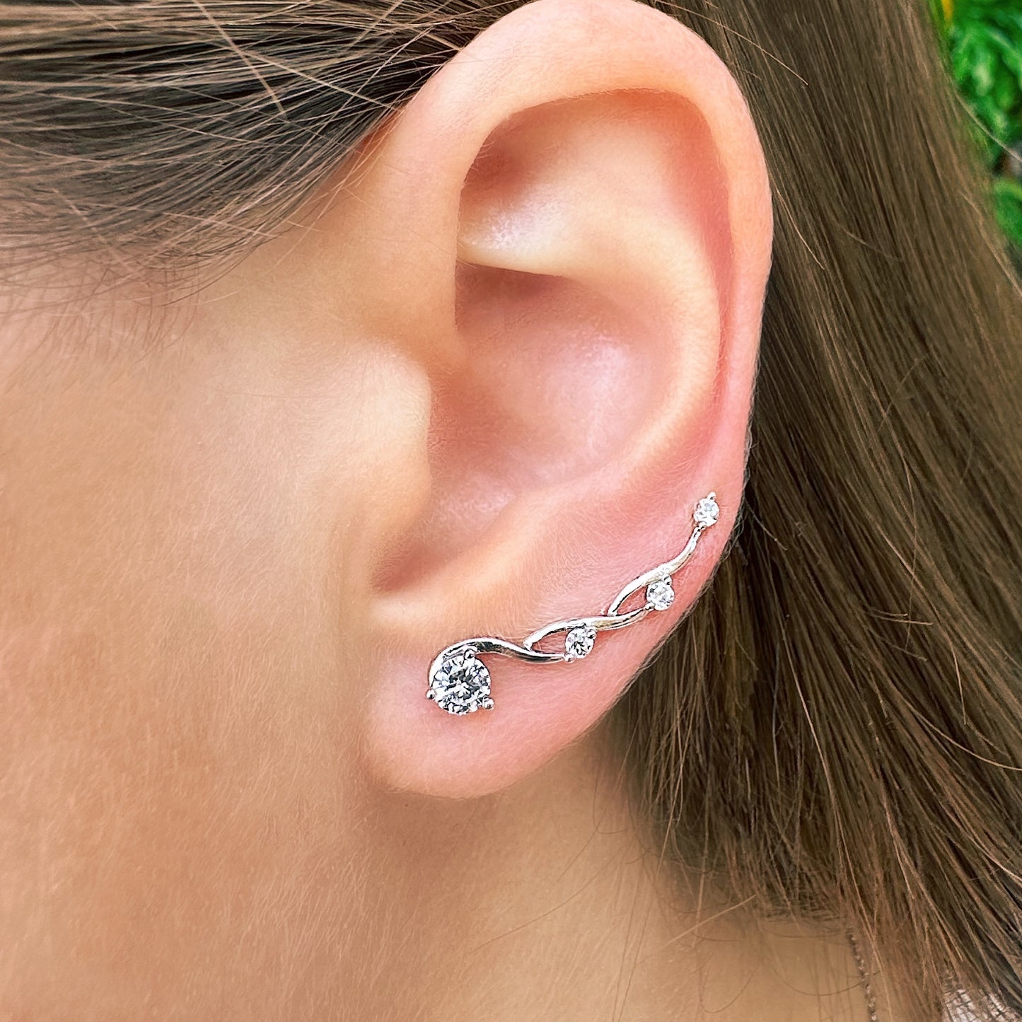 Infinity ear climbers with CZ diamonds - 14K Gold