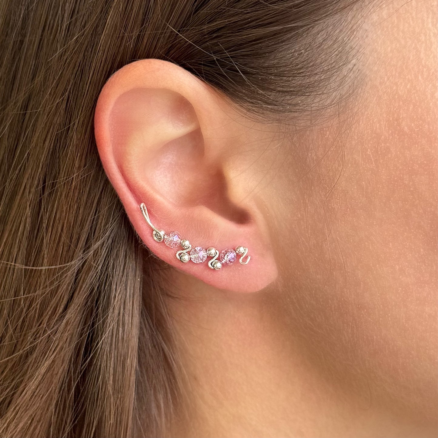 Crystal ear climbers - Sterling Silver 925