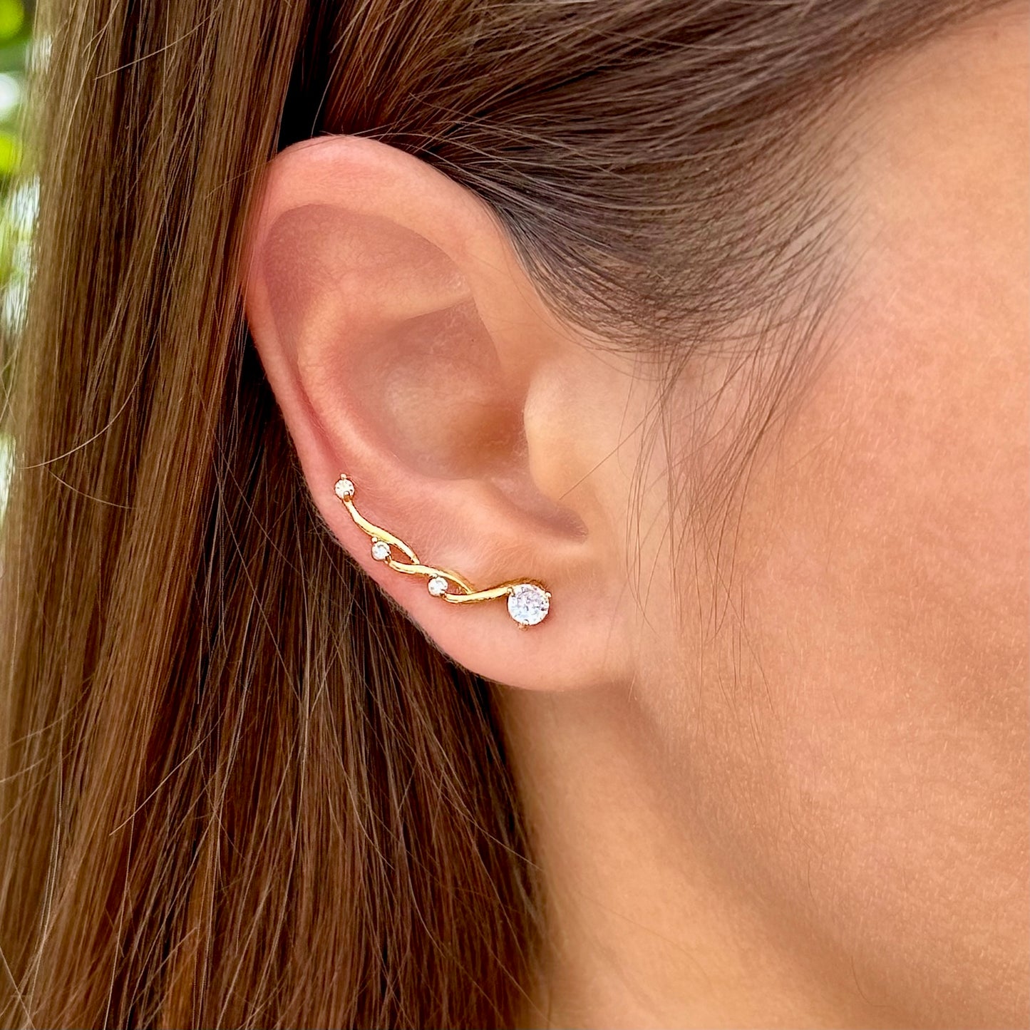 Infinity ear climbers with CZ diamonds - Sterling Silver 925