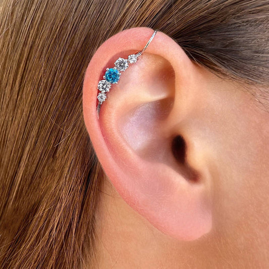 Ear cuff brillante sin perforar - Plata de ley 925