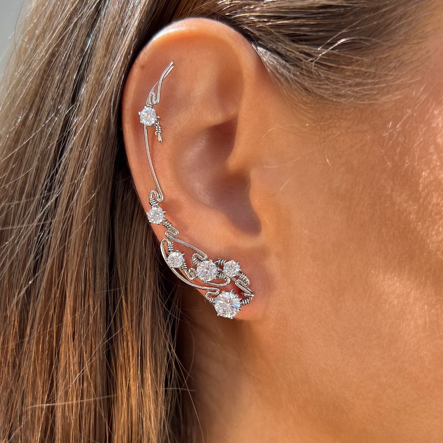 LUNA ear climbers with CZ diamonds - 14K Gold