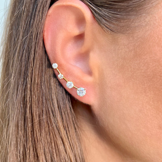 Stardust ear climbers with simulated diamonds - 14K Gold