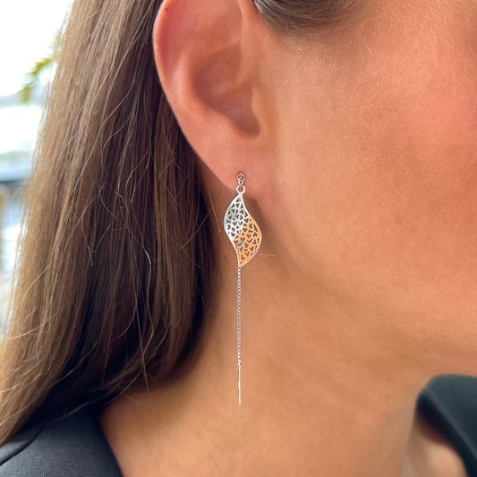 Leaf threader earrings - Sterling silver 925