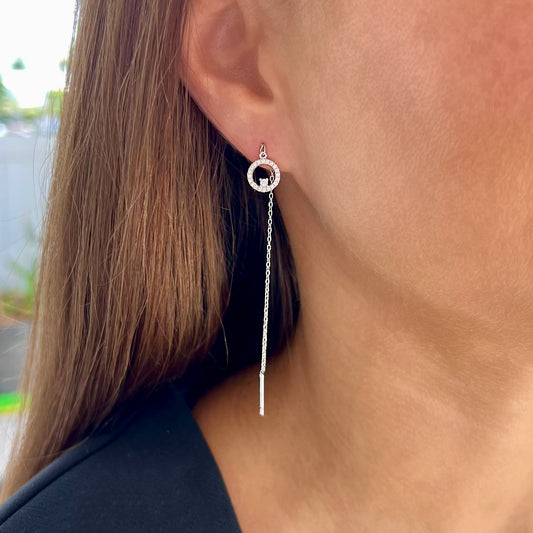 Cute circle threader earrings - Sterling silver 925