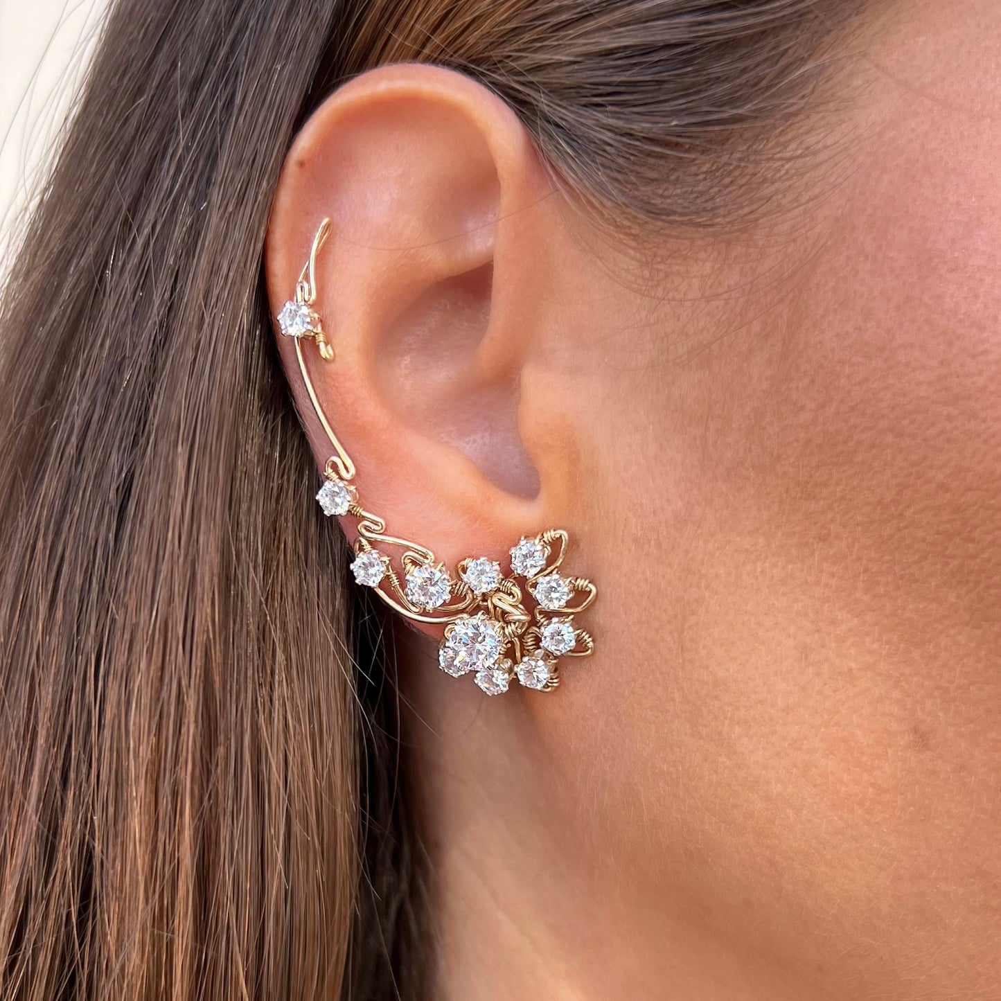 LUNA ear climbers with CZ diamonds - Sterling Silver 925