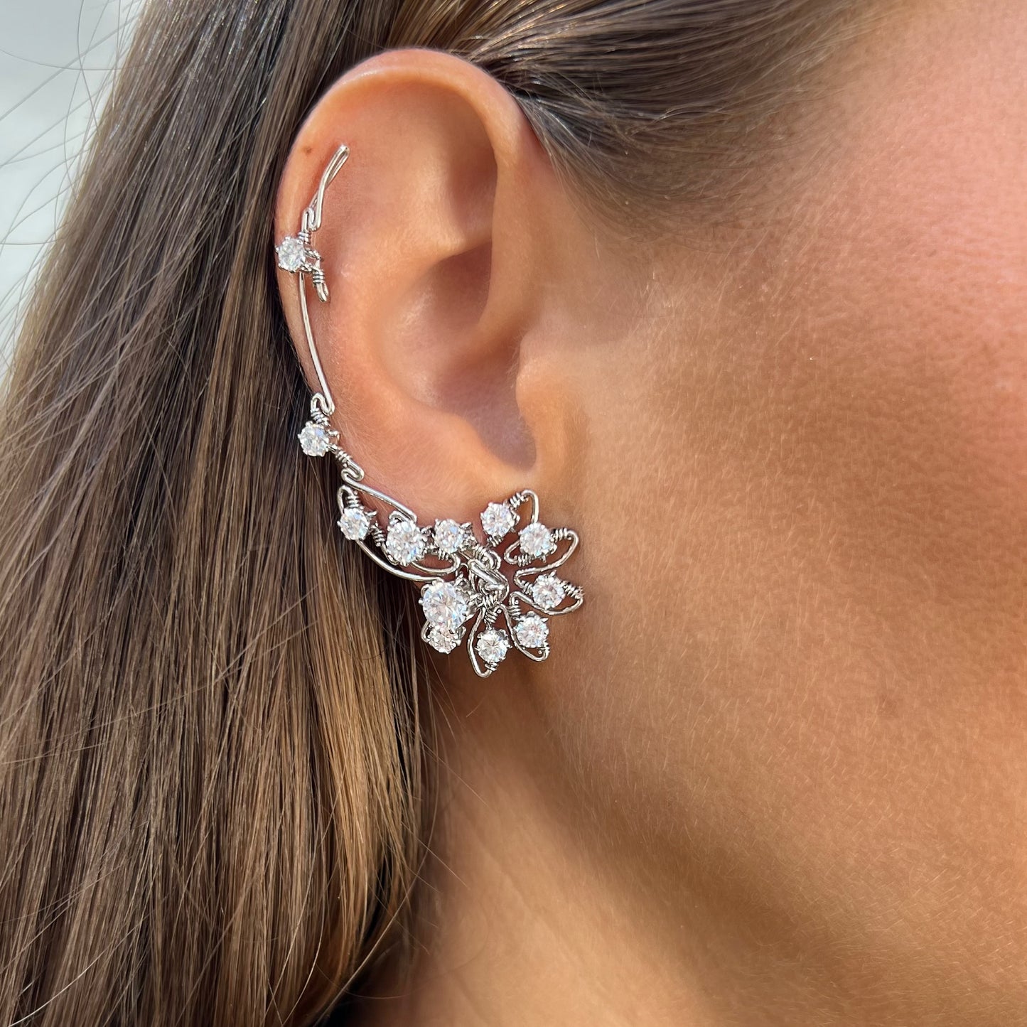 LUNA ear climbers with CZ diamonds - Sterling Silver 925