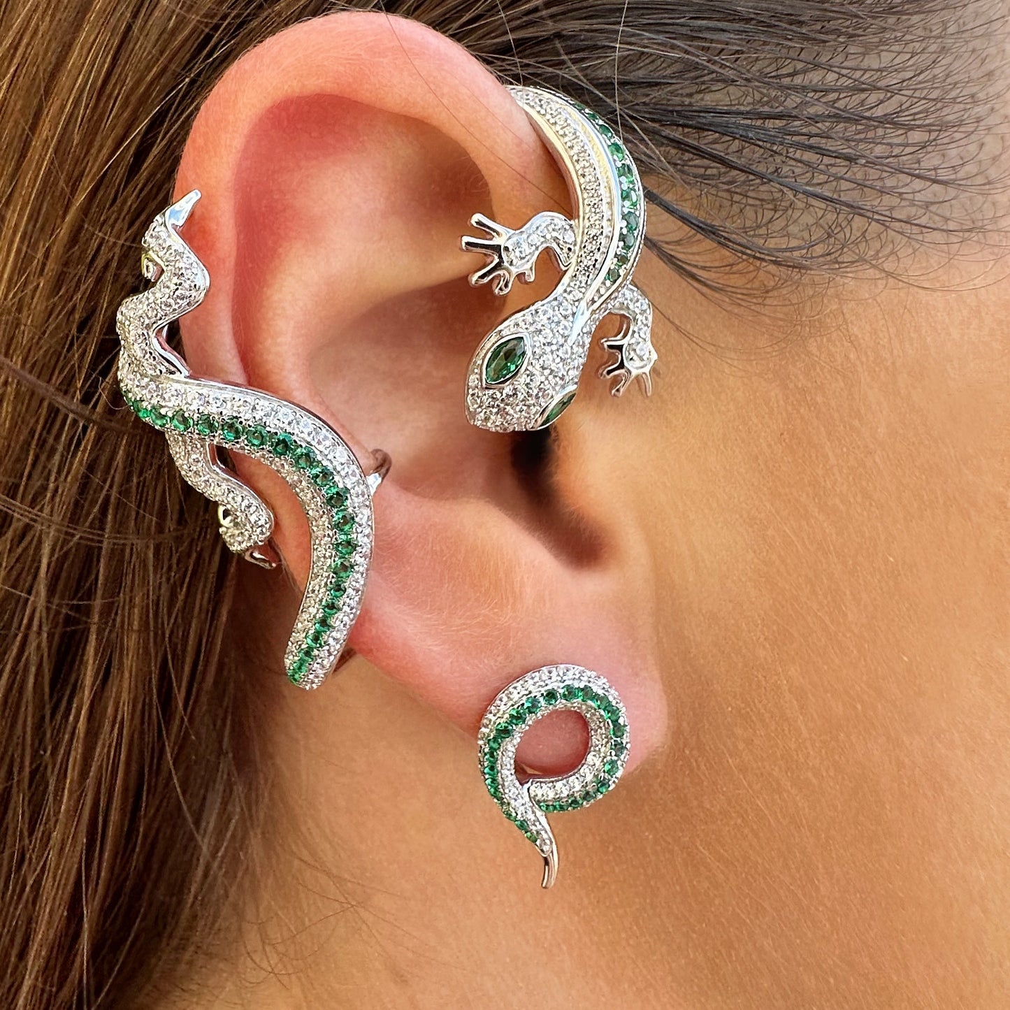 Single Statement Gecko Ear Jacket - 14k Rose Gold