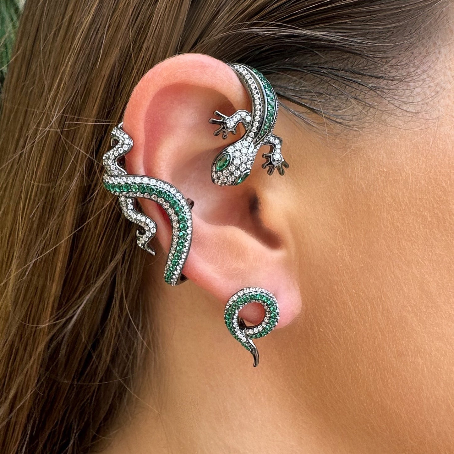 Single Statement Gecko Ear Jacket - Sterling Silver 925