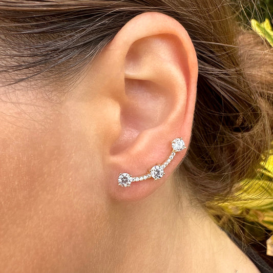 Escaladores de orejas de ángel con diamantes CZ - Oro de 14 quilates