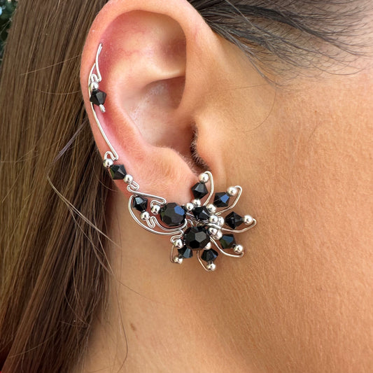 Luna ear climbers with Swarovski crystals - Sterling Silver 925