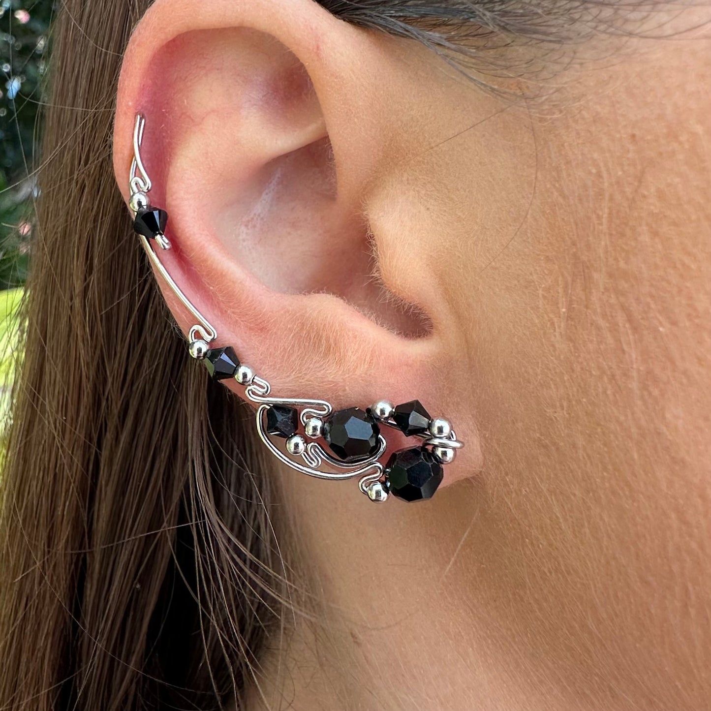 Luna ear climbers with Swarovski crystals - Sterling Silver 925