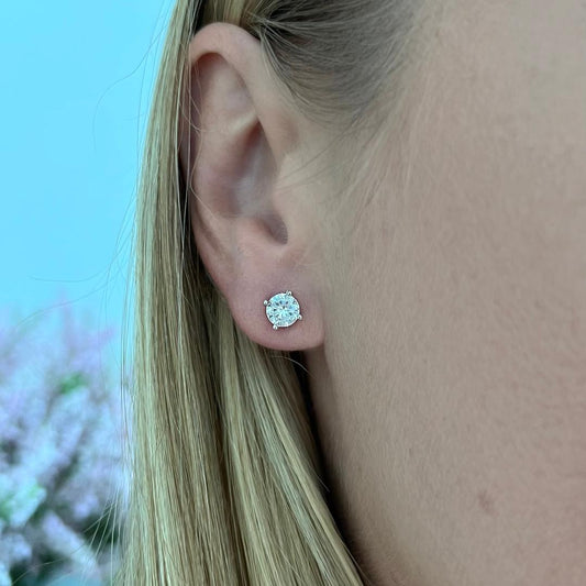 Stud earrings with CZ diamonds - Sterling Silver 925