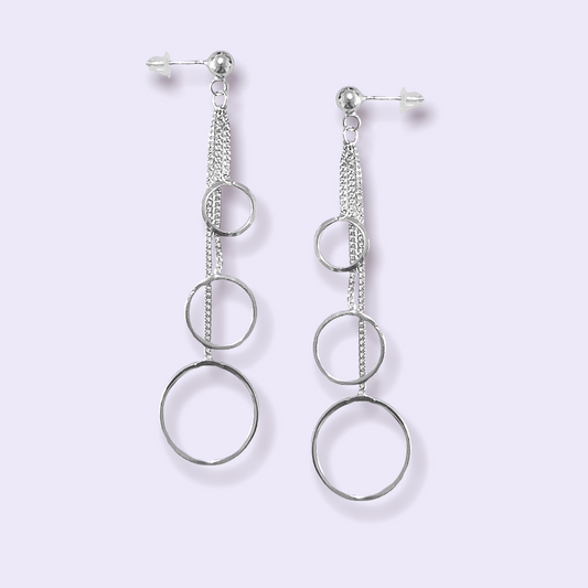 Circle drop earrings   - Sterling Silver 925