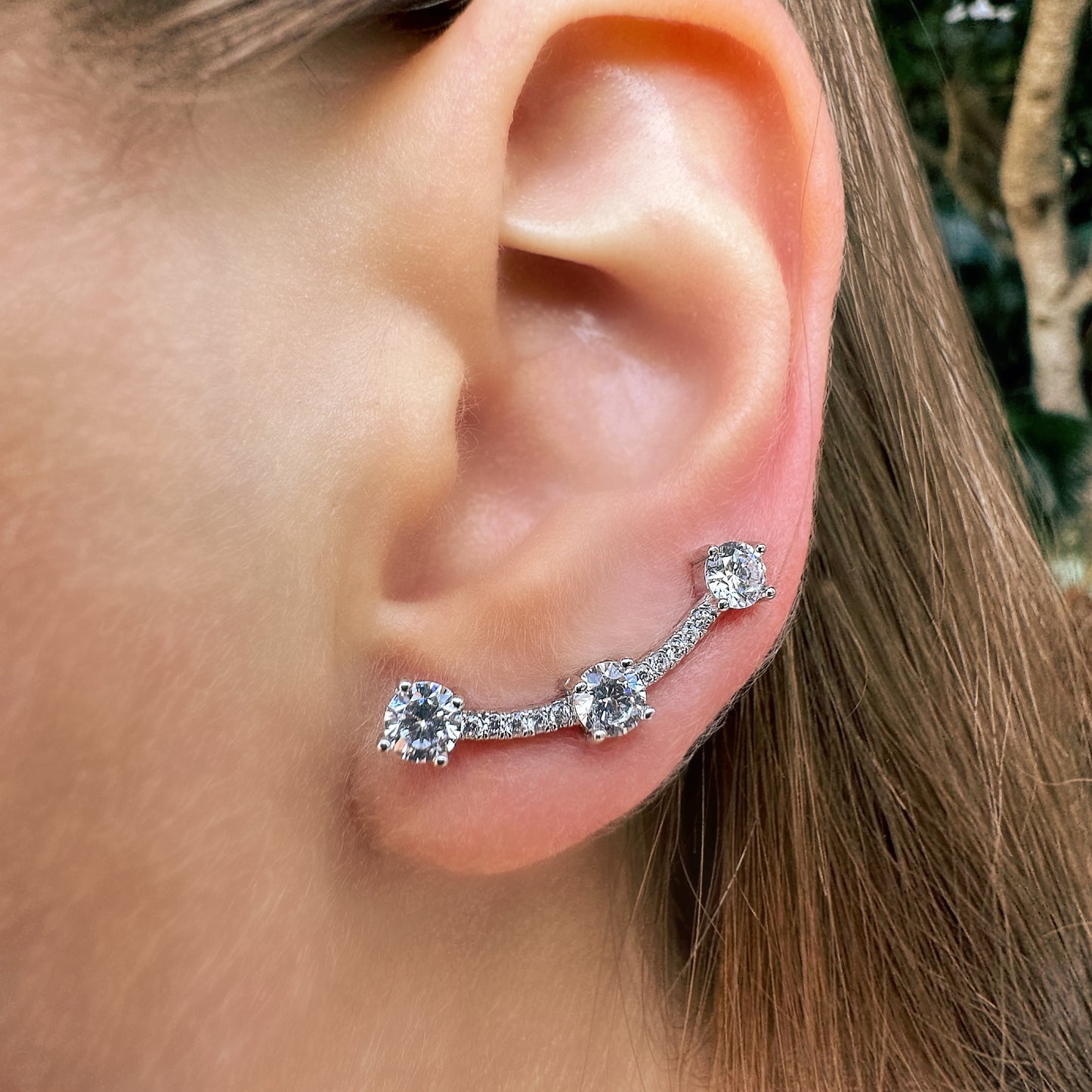 Angel ear climbers with CZ diamonds - Sterling Silver 925