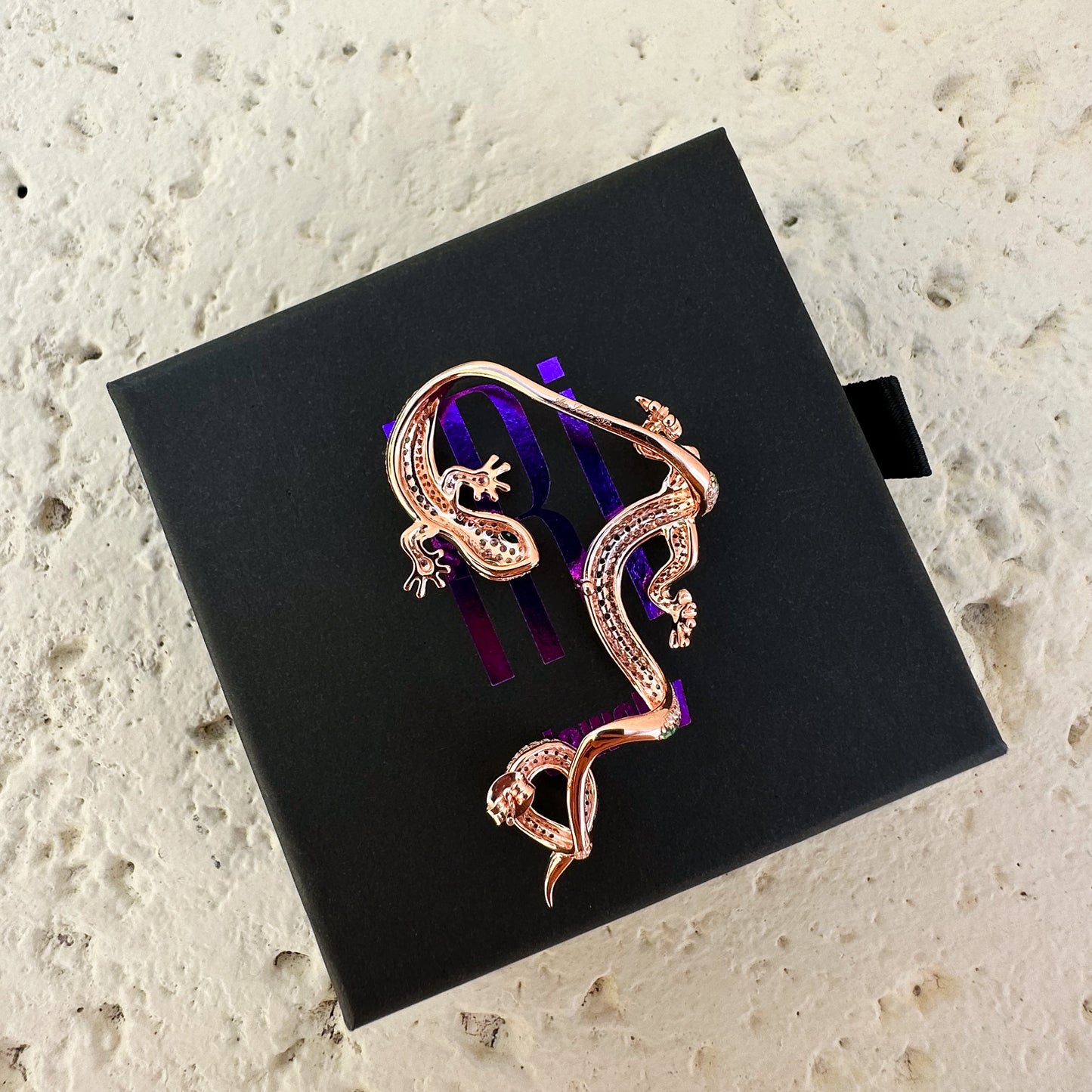 Single Statement Gecko Ear Jacket - 14k Rose Gold