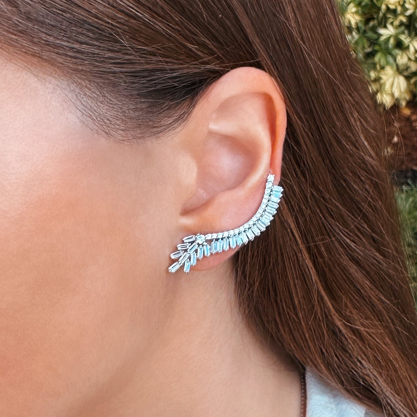 Baguette pave ear climbers  - Sterling Silver 925
