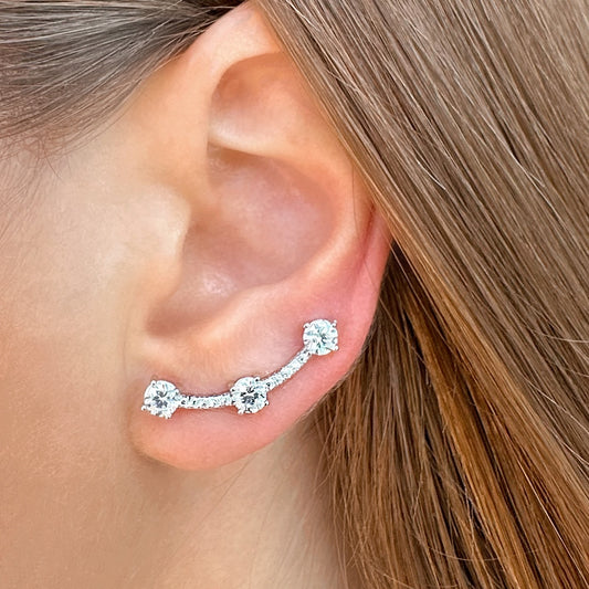 Angel ear climbers with CZ diamonds - Sterling Silver 925