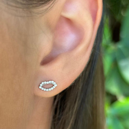 Lip Stud earrings CZ Diamonds - Sterling Silver 925