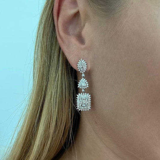 Royal drop earrings with simulated diamonds - Sterling Silver 925