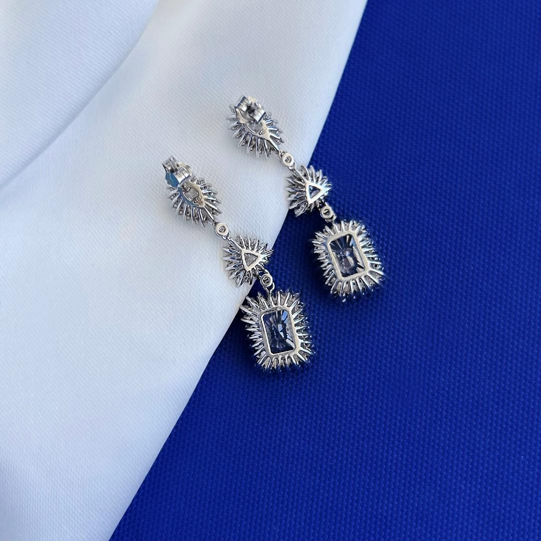 Royal drop earrings with simulated diamonds - Sterling Silver 925